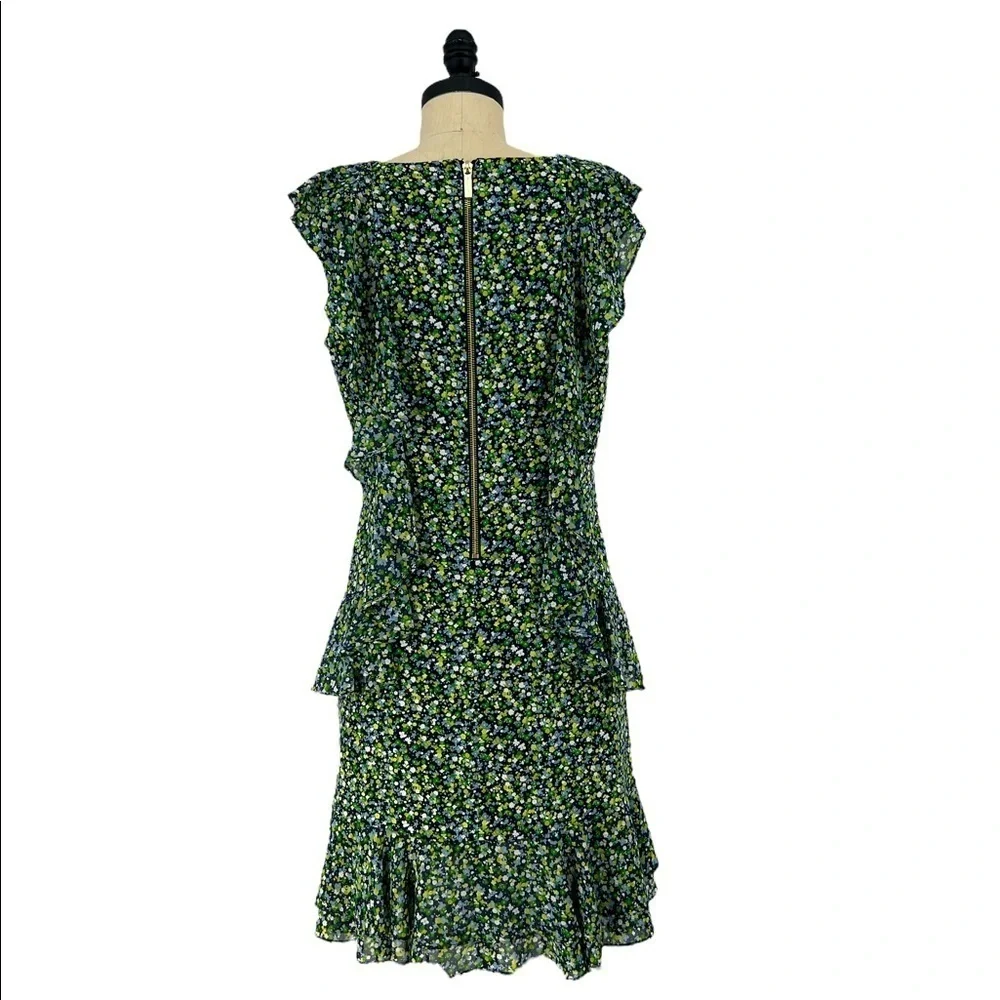MICHAEL Michael Kors Wild Flower Cascade tiered ruffle Floral Dress SZ L